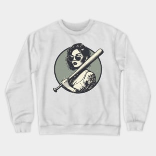 baseball badass girl Crewneck Sweatshirt